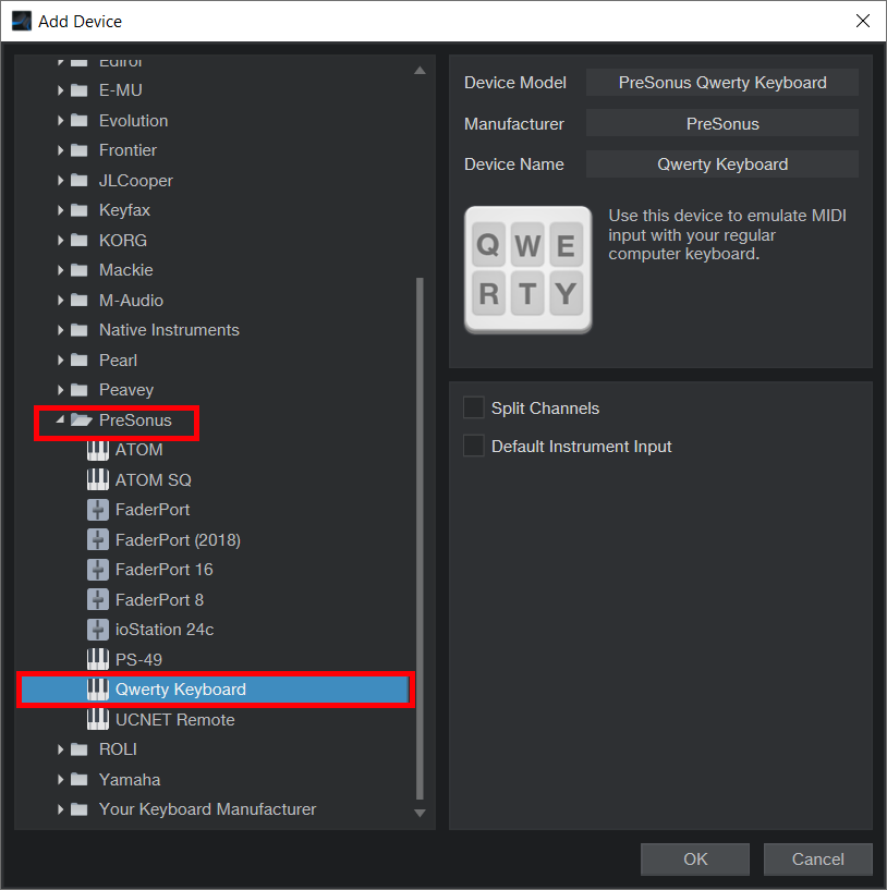 play studio one instruments on computer not external