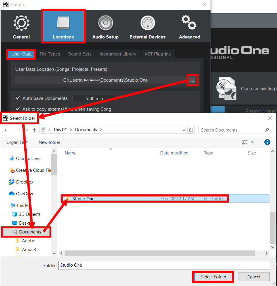 studio one 3 file type showing as song file