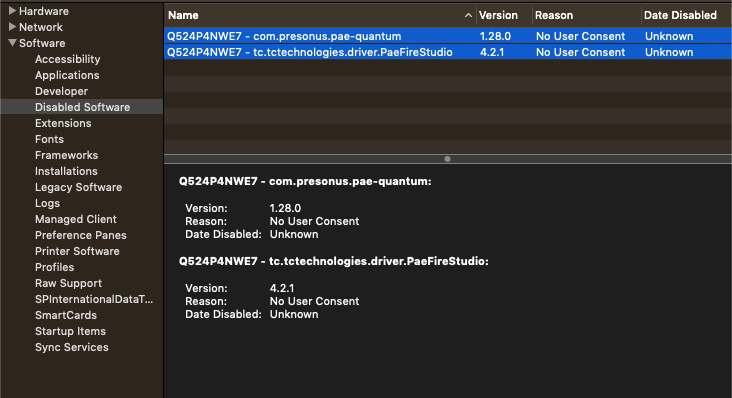 cant find presonus firestudio driver on mac 10.14