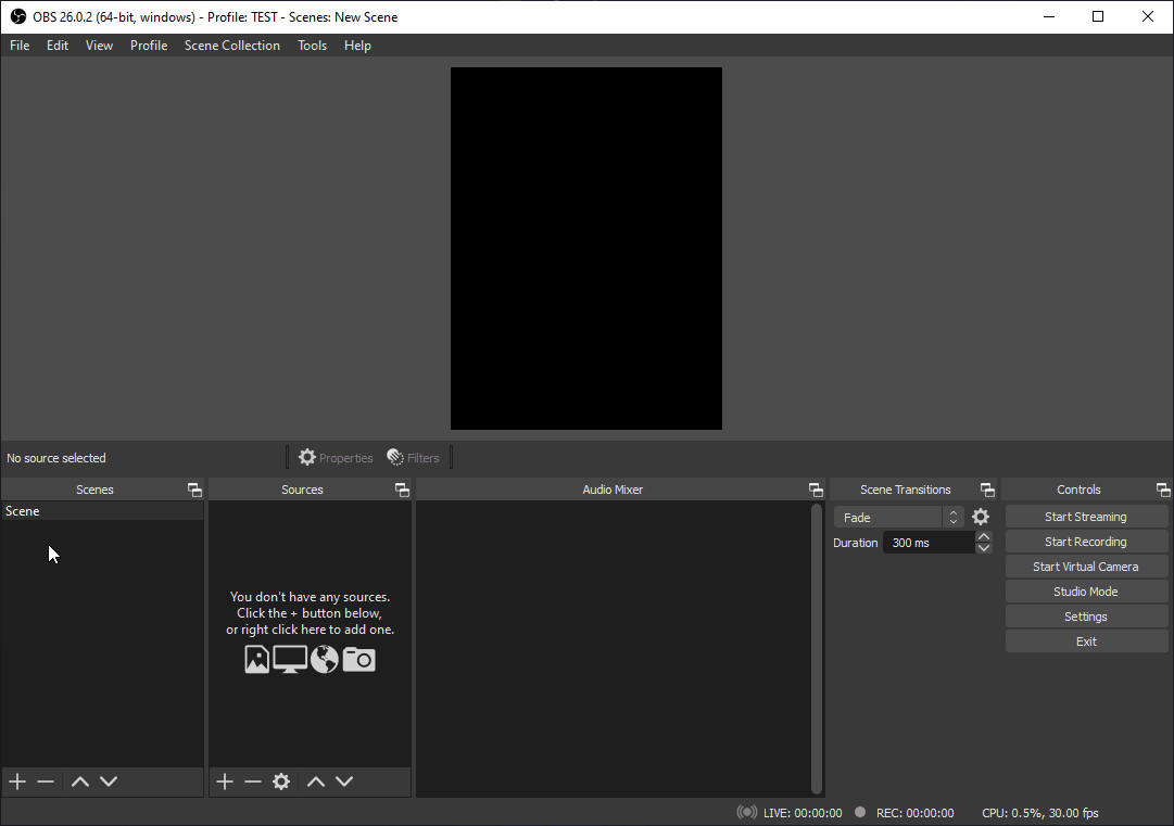 obs studio recording audio but no video