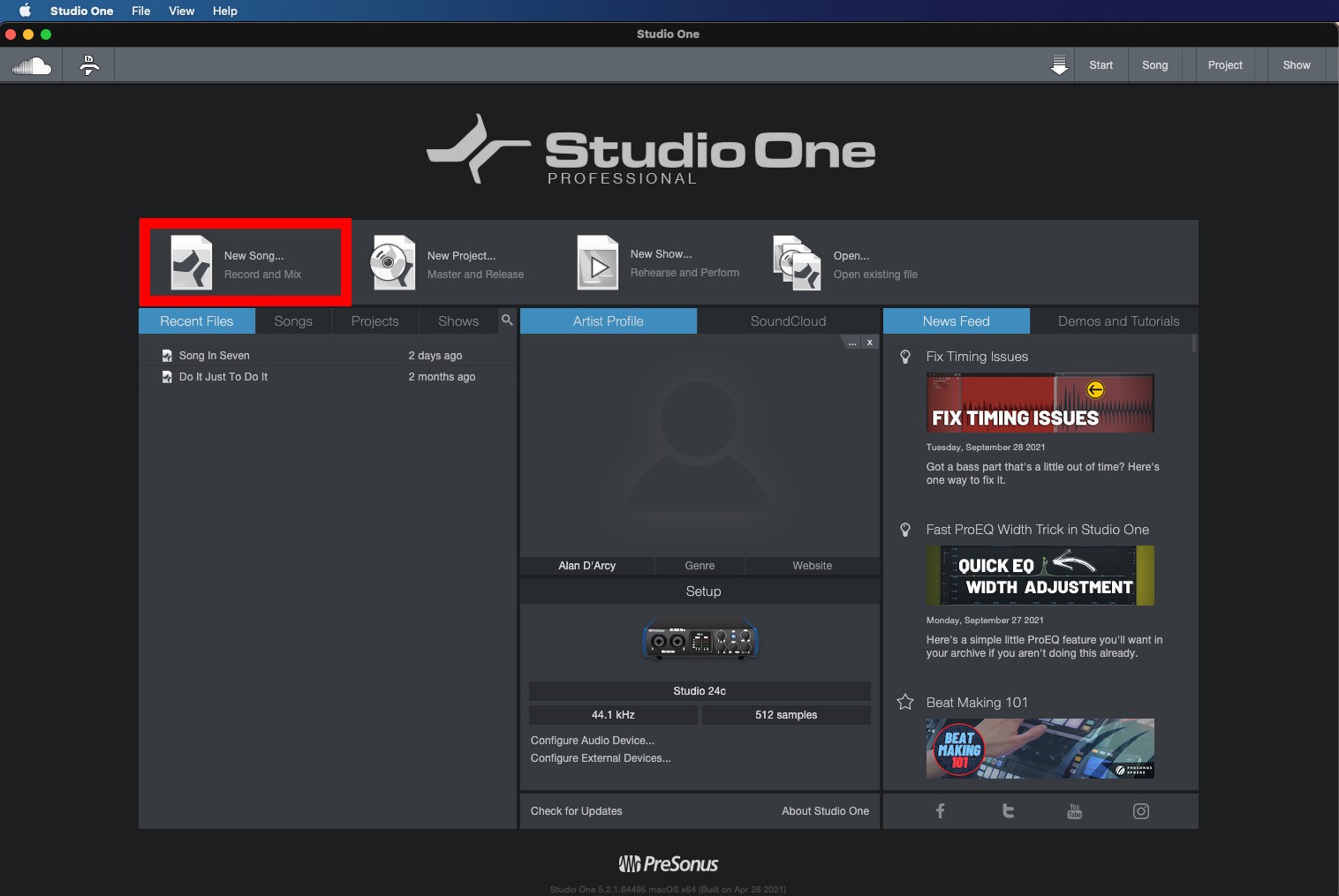 Studio 24c: Setup an Audio Track in Studio One – Knowledge Base 