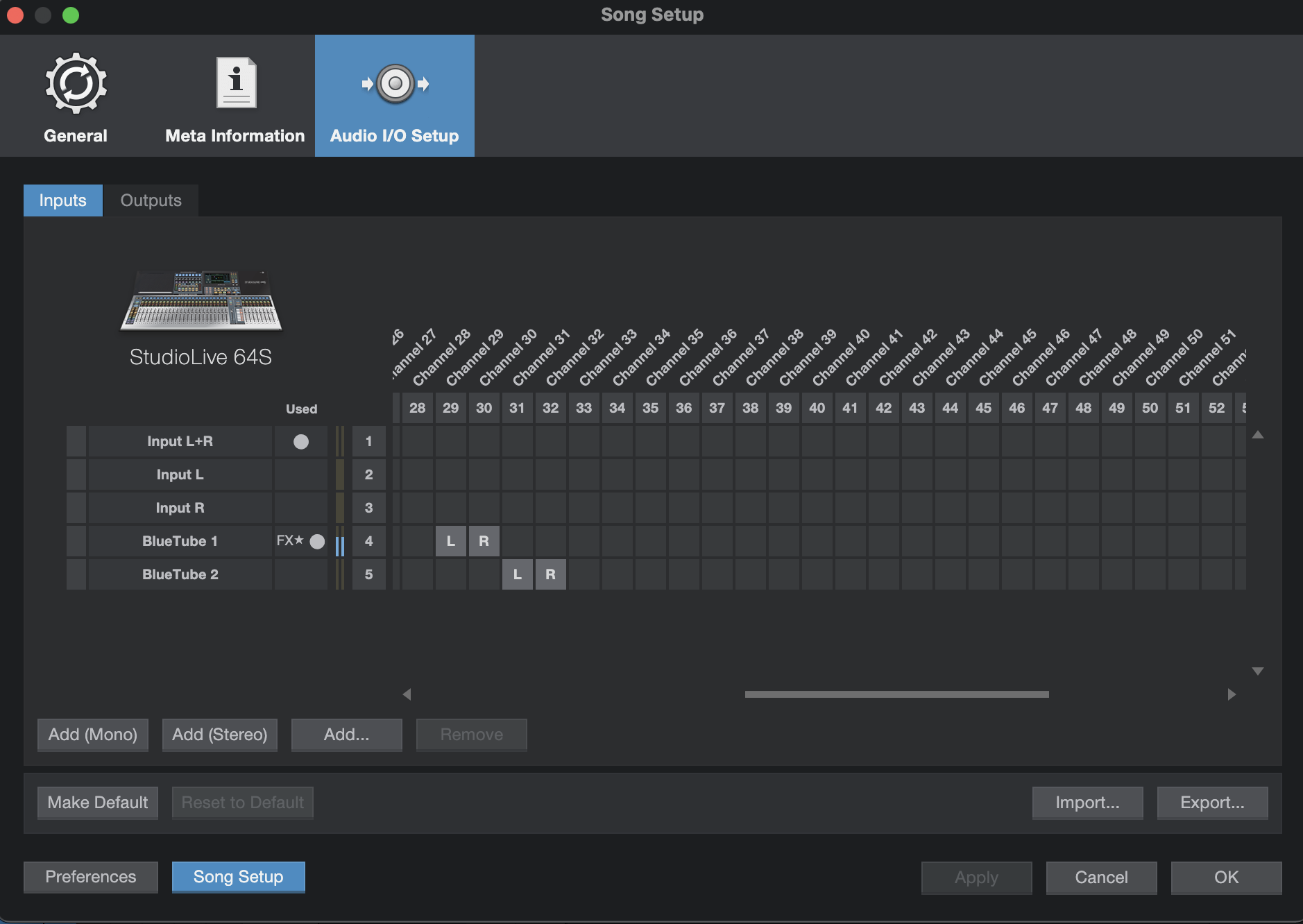 Studio Full Setting,  Channel Settings 2022