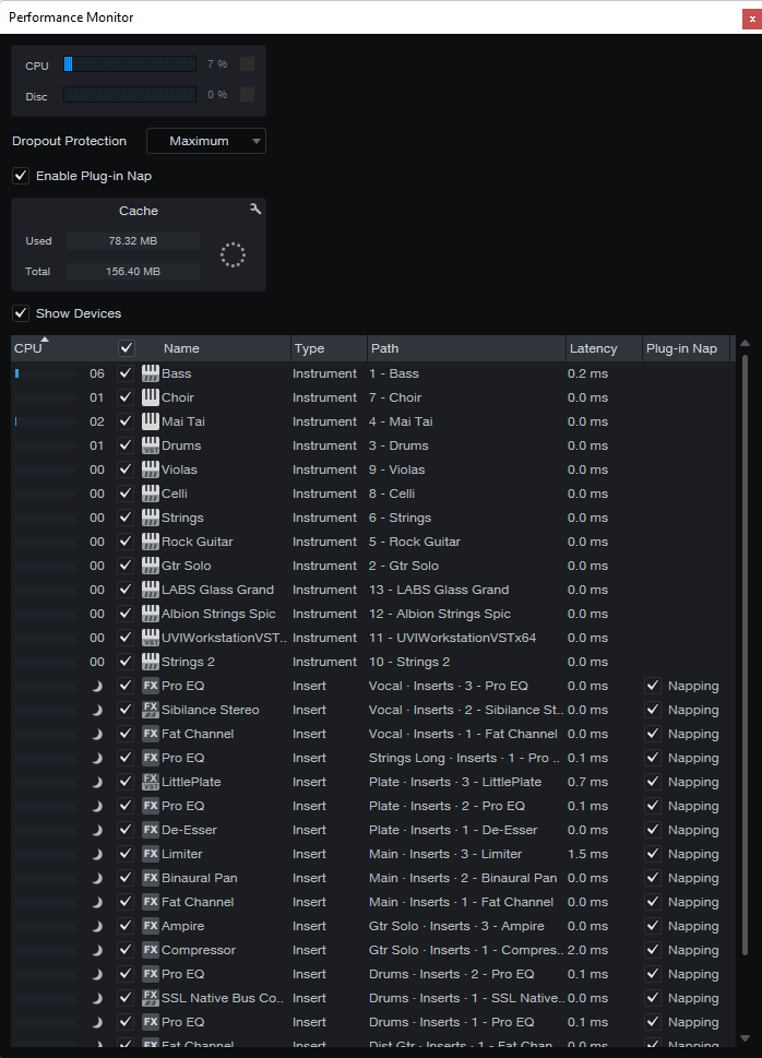 studio one performance monitor