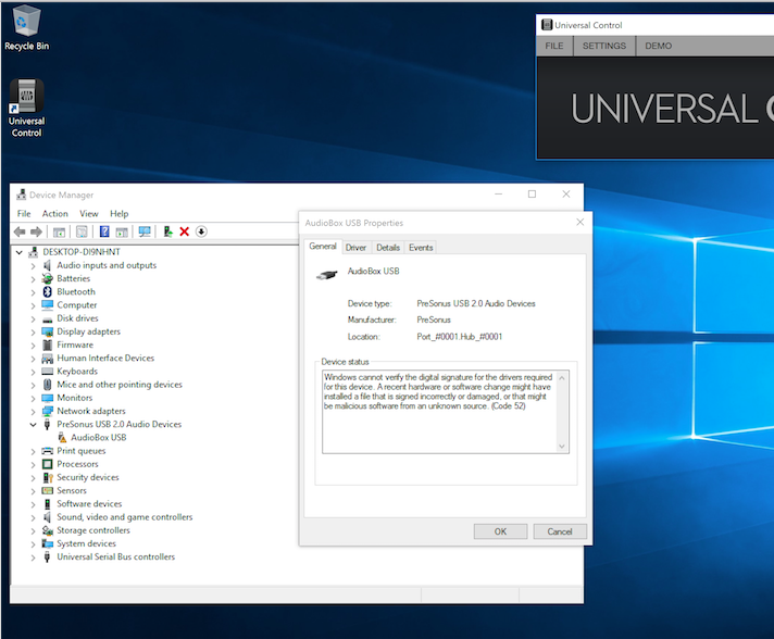 how to fix driver error for audiobox usb windows 10